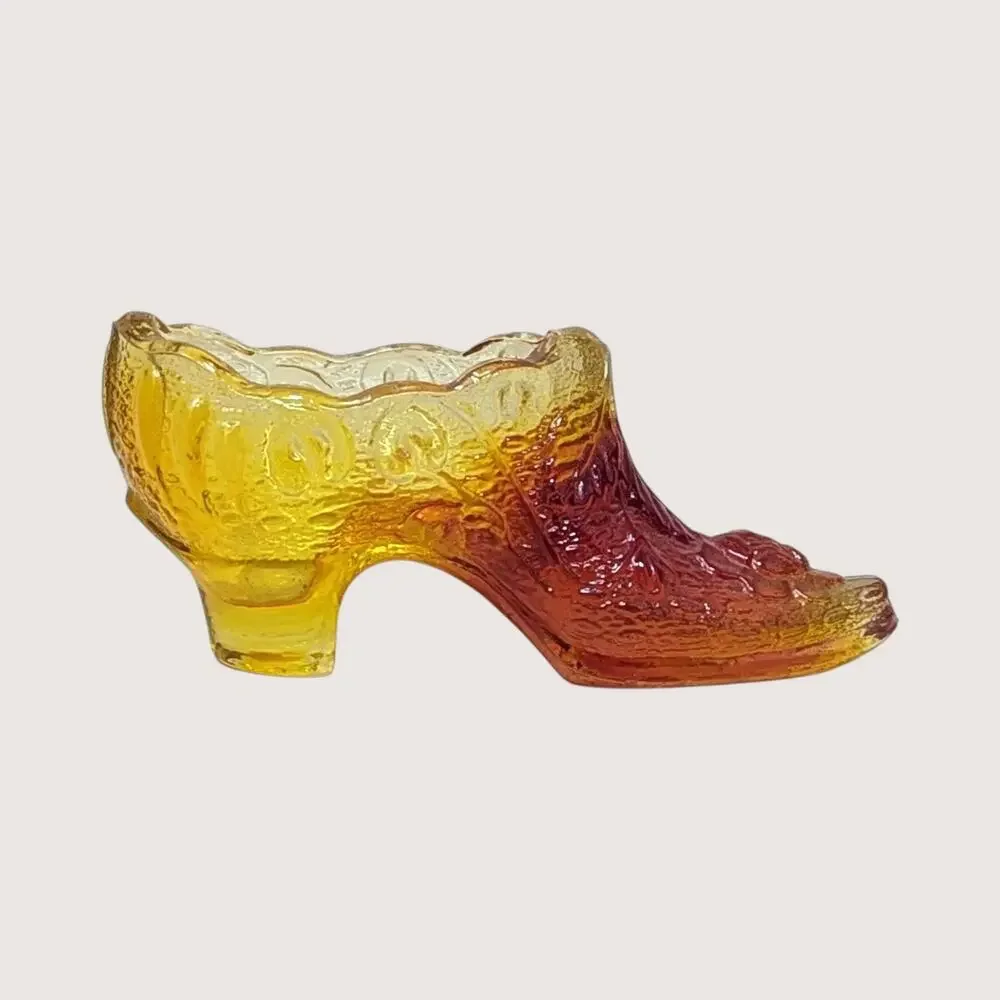 1970s Kanawha Amberina Glass Shoe